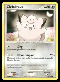 Pokemon Tcg Clefairy #77 Pokemon Diamond & Pearl MP - Image 1