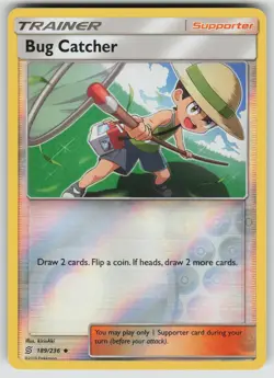 BUG CATCHER 189/236 UNCOMMON UNIFIED MINDS POKEMON REVERSE HOLO NEAR MINT - Image 1