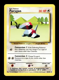 6-02-08 PWE pokemon unplayed . 1999 nintendo wizards base set porygon #39/102 - Image 1