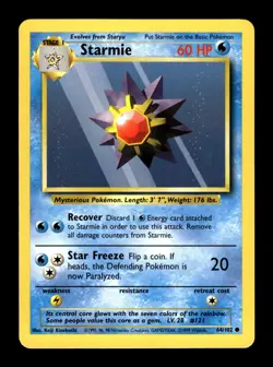 6-02-08 PWE pokemon unplayed . 1999 nintendo wizards base set starmie #64/102 - Image 1