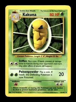 6-02-08 PWE pokemon unplayed . 1999 nintendo wizards base set kakuna #33/102 - Image 1