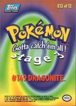1999 Topps Pokemon The Movie Dragonite #149 E12 of 12 Blue Logo - Image 2