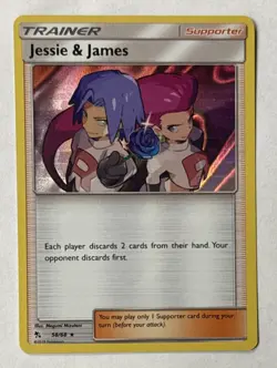 Jessie & James Holo Rare 58/68 Pokemon TCG Hidden Fates Ungraded - Image 1