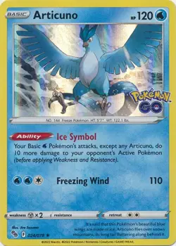 Articuno 024/078 Holo Rare Pokemon GO Pokemon Holo Lightly Played - Image 1