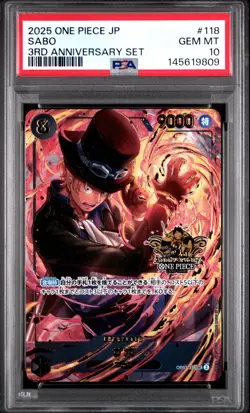 2025 ONE PIECE JAPANESE 3RD ANNIVERSARY SET #118 SABO PSA 10 - Image 1