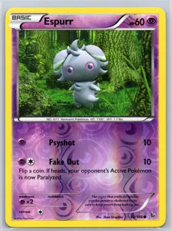 Espurr 42/106 C Flashfire Reverse Holo LP Pokemon - Image 1