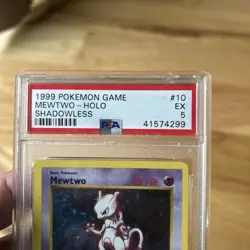 1999 POKEMON BASE SET SHADOWLESS #10 MEWTWO-HOLO PSA 5 - Image 2