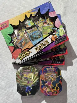 3 Pokemon TCG Ascended Heroes Deluxe Pin Collection Kit Lot ME2.5 plus 2 ex tins - Image 1