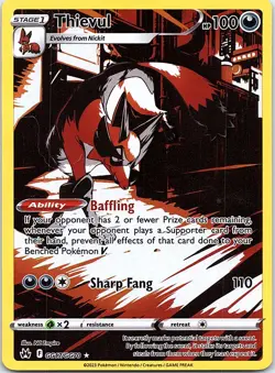 Pokemon Thievul Holo SWSH: Crown Zenith: Galarian Gallery GG17/GG70 NM - Image 1