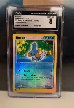 Mudkip 2003 Pokemon EX Ruby & Sapphire #60 Reverse Holo CGC 8 - Image 1