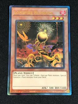 YUGIOH LONEFIRE BLOSSOM RA01-EN002 1ST PRISM ULTIMATE(NM) - Image 1
