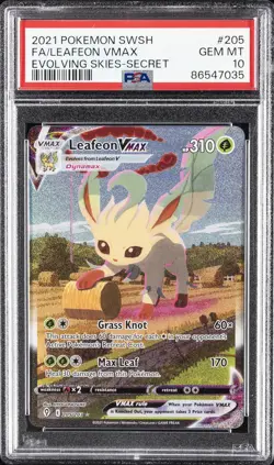 2021 POKEMON SWORD & SHIELD EVOLVING SKIES SECRET FULL ART/LEAFEON VMAX PSA 10 - Image 1
