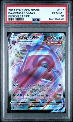 2021 Pokemon SWSH Fusion Strike Vmax Gengar 157/264 PSA 10 Gem Mint - Image 1