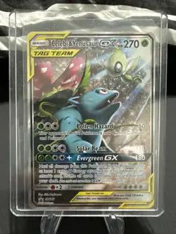 Pokemon Sun & Moon Tag Team Black Star Promo SM167 Full Art Celebi & Venusaur GX - Image 1