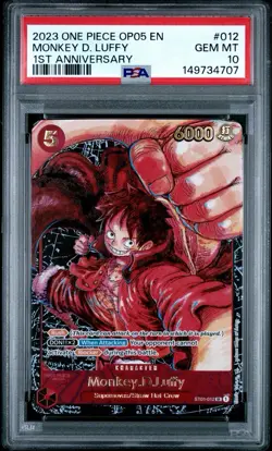 2023 ONE PIECE OP05-AWAKENING OF THE NEW ERA 012 MONKEY D LUFFY 1ST ANNIV PSA 10 - Image 1