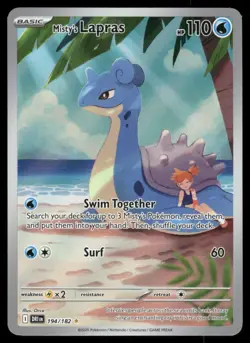 Pokemon Cards Misty's Lapras 194/182 Destined Rivals Illustration Rare NM - Image 1