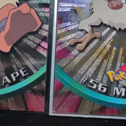 1999 Topps Pokemon #56 Mankey, #57 Primeape Black Logo (Sunrays Foil) - Image 4