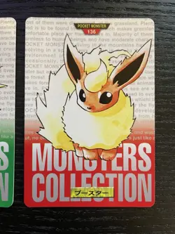 Pokemon Carddass 1996 cards Set #134 Vaporeon #135 Jolteon #136 Flareon BANDAI - Image 4