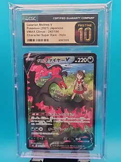 CGC 10 Pristine Galarian Moltres V 242/184 CSR VMAX Climax s8b Pokemon Card - Image 1