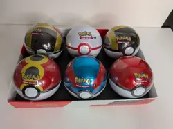 6 x Pokemon TCG Pokeball Tins Pokeball Ball - E25 18 Booster Packs New & Sealed - Image 1