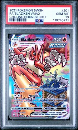 2021 POKEMON SWORD & SHIELD CHILLING REIGN SECRET FULL ART/BLAZIKEN VMAX PSA 10 - Image 1