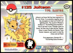Pokemon 2000 Topps TV Animation Edition Series 3 #132 Jolteon Blue Logo - Image 2