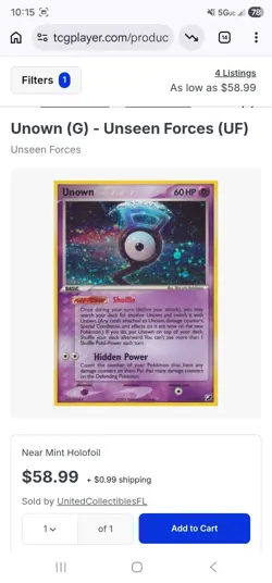 Unown T/28 Ex Unseen Forces Holo Secret Rare Pokemon Card - Image 4