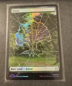 MTG, Forest FOIL (0193) Full Art Borderless Marvel's Spider-Man Foil Land - Image 1