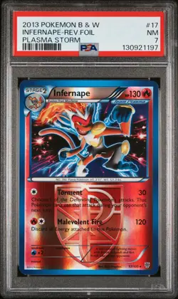 2013 POKEMON BW PLASMA STORM INFERNAPE #17 REVERSE PSA 7 NM #130921197 - Image 1