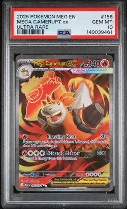 2025 POKEMON MEG EN-MEGA EVOLUTION ULTRA RARE #156 MEGA CAMERUPT EX PSA 10 - Image 1