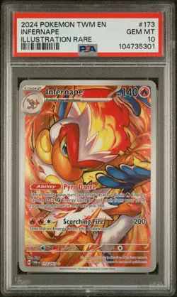 2024 POKEMON TWM EN-TWILIGHT MASQUERADE ILLUSTRATION RARE #173 INFERNAPE PSA 10 - Image 1
