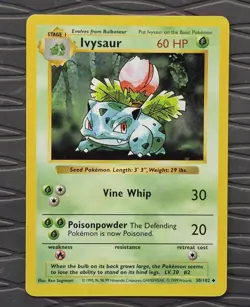 Ivysaur 30/102 Base Set (Shadowless) Uncommon Pokemon Card - Image 1