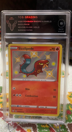 Pokemon Sizzlipede SV018/SV122 - Shiny Holo Rare - Shining Fates - GRADED TCG 8 - Image 1