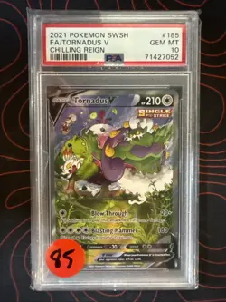 2021 POKEMON SWORD & SHIELD CHILLING REIGN #185 FULL ART/TORNADUS V PSA 10 - Image 1