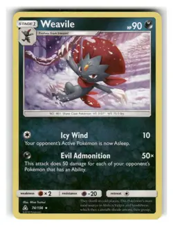 Weavile 74/156 Holo Rare Ultra Prism Pokemon Holo Near Mint - Image 1