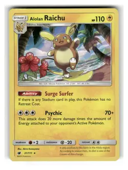 Alolan Raichu 31/111 Holo Rare Crimson Invasion Pokemon Holo Moderately Played - Image 1