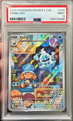 2025 Pokemon Holiday Calender Vanillish 190/182 Illustration Rare Stamp PSA 9 - Image 1