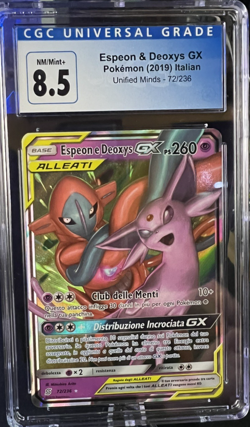 CGC 8.5 ITALIAN Espeon & Deoxys Gx Unified Minds 72/236 Pokemon - Image 1