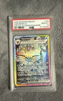 Pokemon TCG Prismatic Evolutions Vaporeon EX Card 149/131 Sir PSA GEM MT 10 - Image 2