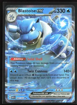 Pokemon TCG - Blastoise ex Holo Double Rare SV: Scarlet & Violet 151 009/165 NM - Image 1