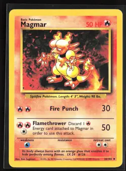 Pokemon TCG - Magmar Uncommon Base Set 036/102 LP - Image 1