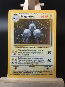 Pokemon Magneton Holo Card Base Set Vintage WOTC 9/102 LP - Image 1