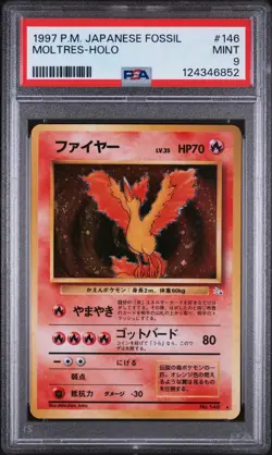 1997 Pokemon Fossil Moltres Holo 146 PSA 9 - Image 1