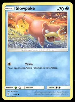 2019 Hidden Fates Set Pokemon Card 012 Slowpoke NM - Image 1