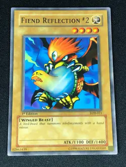 YUGIOH FIEND REFLECTION #2 LOB-021 1ST COMMON (NM) NA PRINT - Image 1