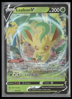 2021 Evolving Skies Set Pokemon Card 007 Leafeon V NM - Image 1