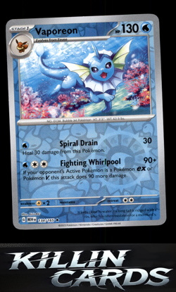 Reverse Holofoil Vaporeon 134/165 Rare SV: Scarlet & Violet 151 Pokemon Card NM - Image 1