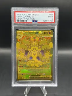 2025 POKEMON MEG EN-MEGA EVOLUTION MEGA HYPER RARE #188 MEGA LUCARIO EX PSA 9 - Image 1