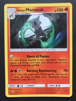 Alolan Marowak 12/111 SM Crimson Invasion HOLO RARE Pokemon Card Near Mint - Image 1