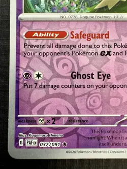 Pokemon TCG - Mimikyu 37/91 - Paldean Fates - REVERSE HOLO RARE - 2024 English - Image 4